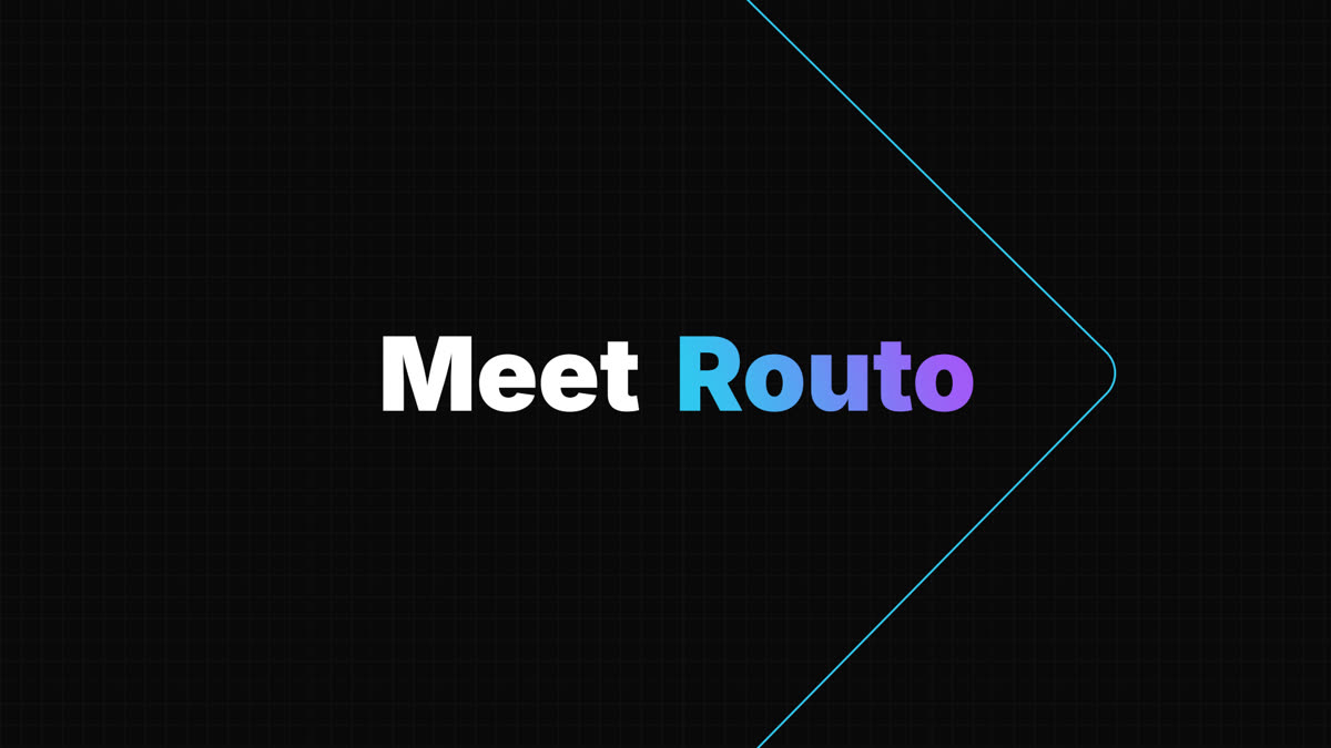 Meet Routo title card with gradient logotype