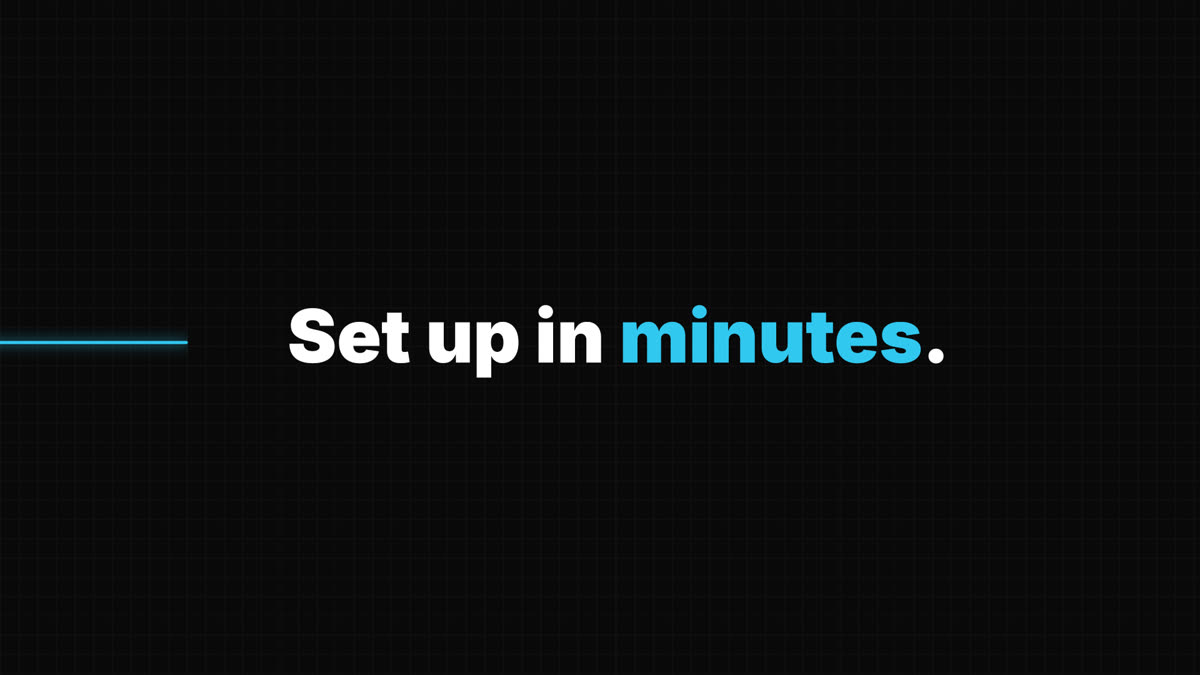 Set up in minutes, typography scene with light streak