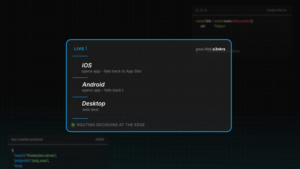 Live routing panel UI: iOS, Android, Desktop